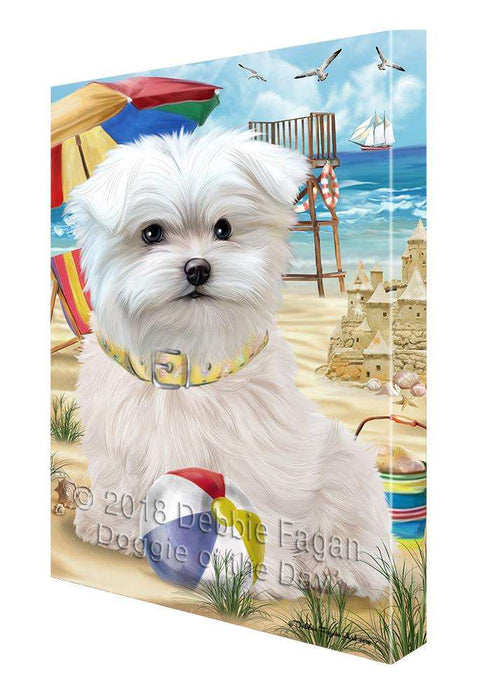 Pet Friendly Beach Maltese Dog Canvas Wall Art CVS66238