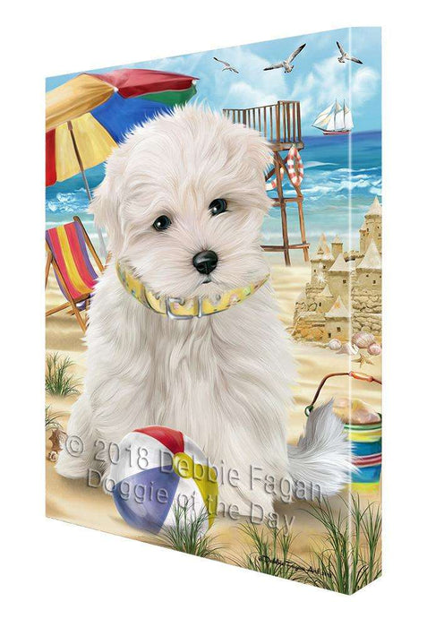 Pet Friendly Beach Maltese Dog Canvas Wall Art CVS66256