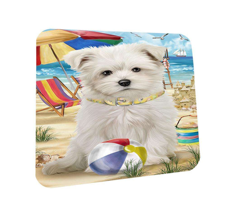 Pet Friendly Beach Maltese Dog Coasters Set of 4 CST50012 Coasters Set of 4 CST50012