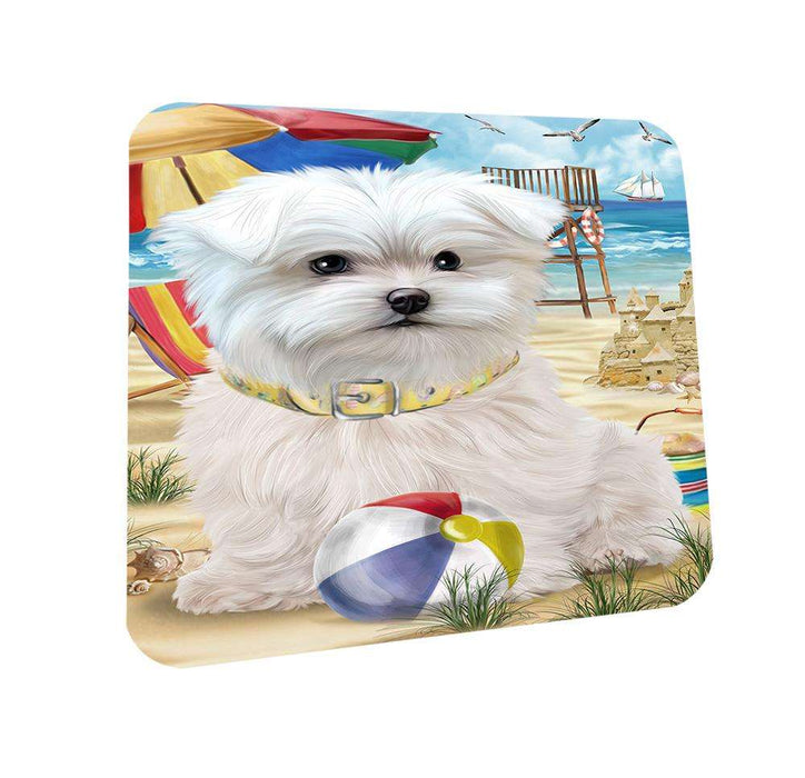 Pet Friendly Beach Maltese Dog Coasters Set of 4 CST50013 Coasters Set of 4 CST50013