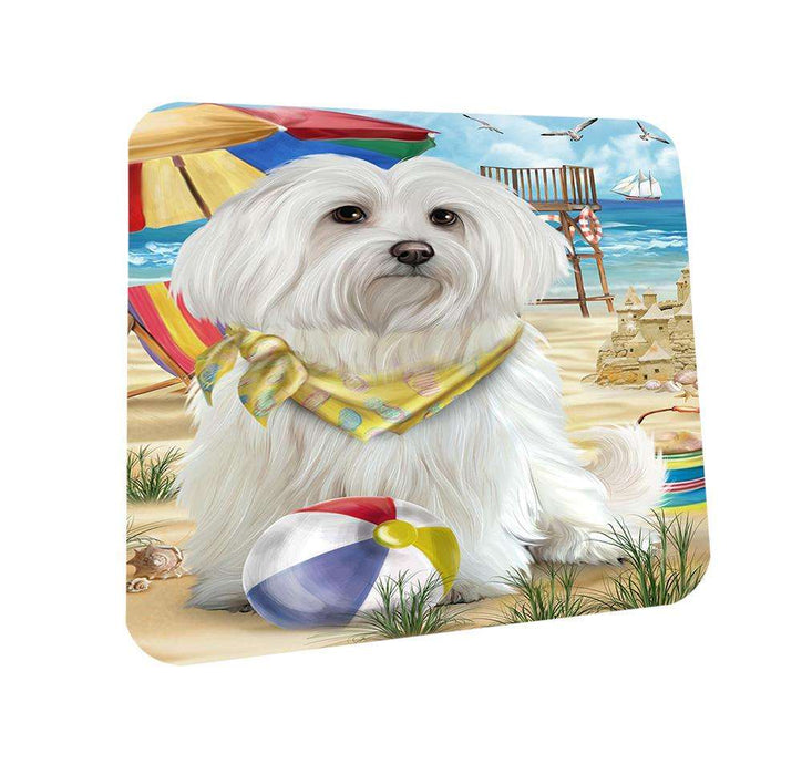 Pet Friendly Beach Maltese Dog Coasters Set of 4 CST50016 Coasters Set of 4 CST50016