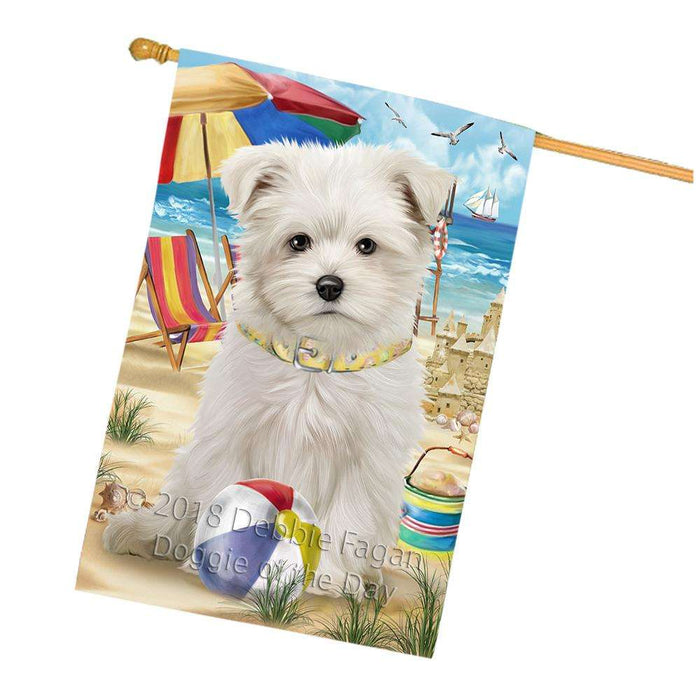 Pet Friendly Beach Maltese Dog House Flag FLG50018