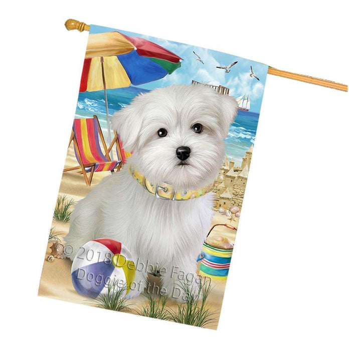 Pet Friendly Beach Maltese Dog House Flag FLG50020