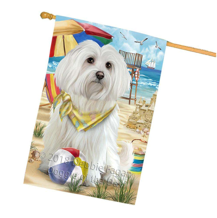 Pet Friendly Beach Maltese Dog House Flag FLG50022