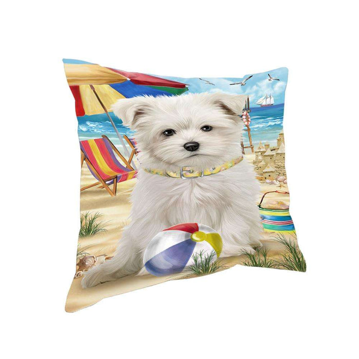 Pet Friendly Beach Maltese Dog Pillow PIL56068