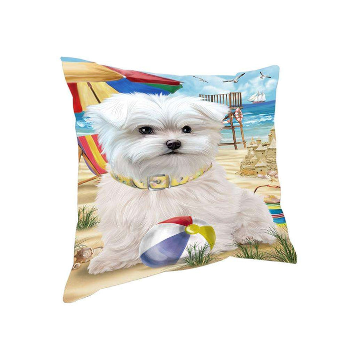 Pet Friendly Beach Maltese Dog Pillow PIL56072
