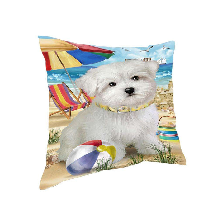 Pet Friendly Beach Maltese Dog Pillow PIL56076