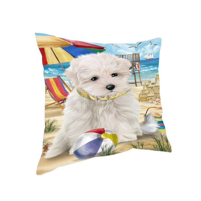 Pet Friendly Beach Maltese Dog Pillow PIL56080