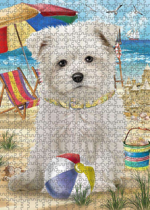 Pet Friendly Beach Maltese Dog Puzzle with Photo Tin PUZL53865