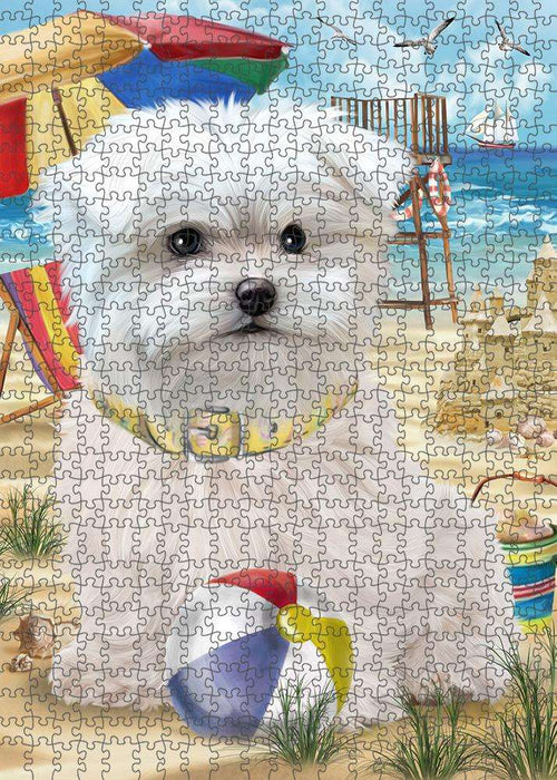 Pet Friendly Beach Maltese Dog Puzzle with Photo Tin PUZL53868
