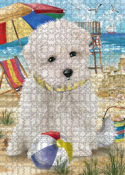 Pet Friendly Beach Maltese Dog Puzzle with Photo Tin PUZL53874