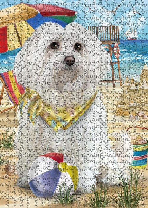 Pet Friendly Beach Maltese Dog Puzzle with Photo Tin PUZL53877