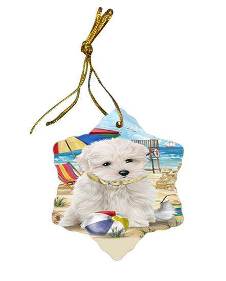Pet Friendly Beach Maltese Dog Star Porcelain Ornament SPOR50048