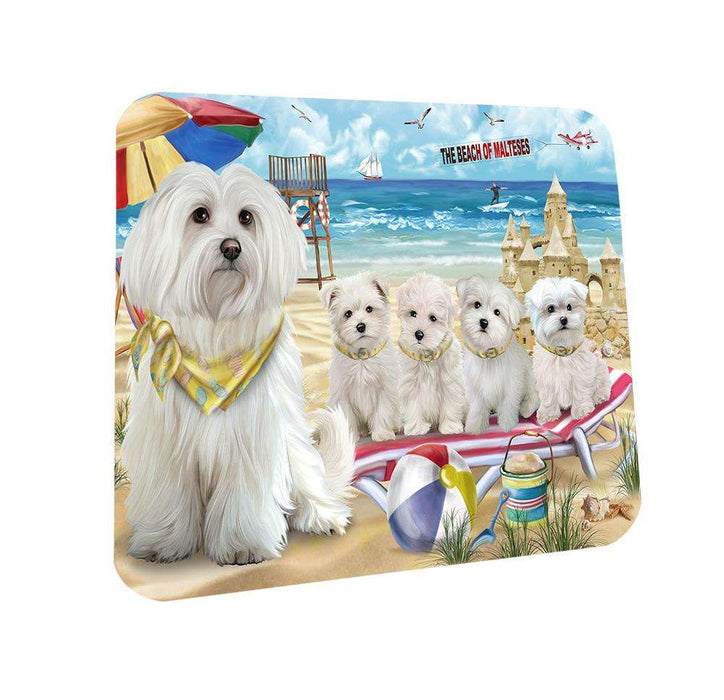 Pet Friendly Beach Malteses Dog Coasters Set of 4 CST50011 Coasters Set of 4 CST50011