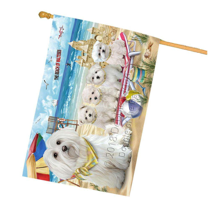 Pet Friendly Beach Malteses Dog House Flag FLG50017