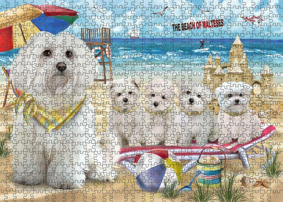 Pet Friendly Beach Malteses Dog Puzzle with Photo Tin PUZL53862