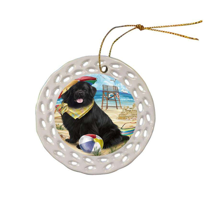 Pet Friendly Beach Newfoundland Dog Ceramic Doily Ornament DPOR54169