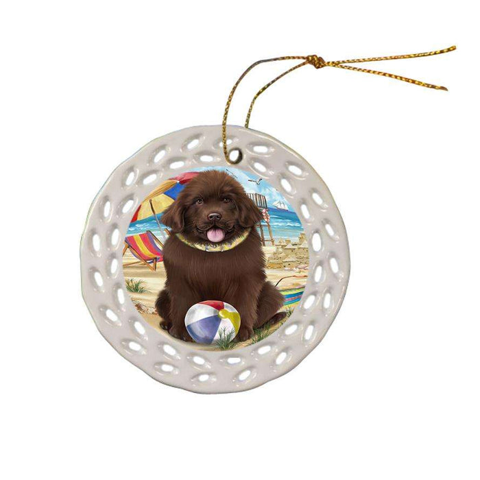 Pet Friendly Beach Newfoundland Dog Ceramic Doily Ornament DPOR54172