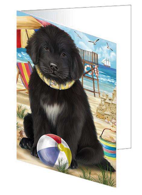 Pet Friendly Beach Newfoundland Dog Handmade Artwork Assorted Pets Greeting Cards and Note Cards with Envelopes for All Occasions and Holiday Seasons GCD66530