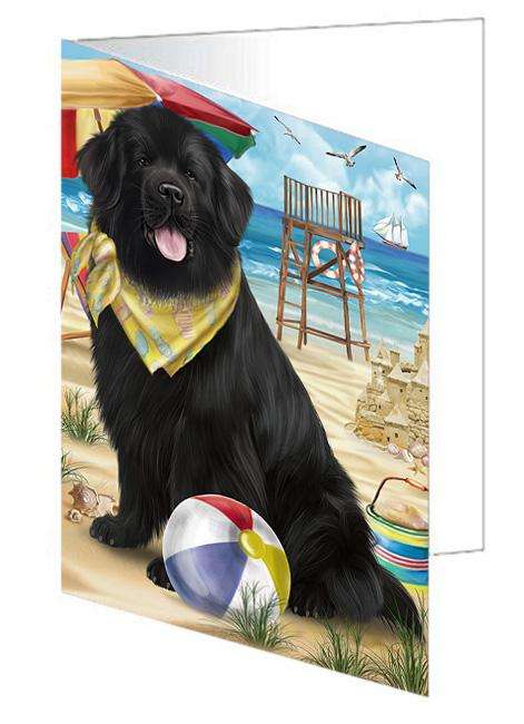 Pet Friendly Beach Newfoundland Dog Handmade Artwork Assorted Pets Greeting Cards and Note Cards with Envelopes for All Occasions and Holiday Seasons GCD66536