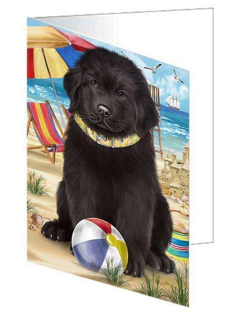 Pet Friendly Beach Newfoundland Dog Handmade Artwork Assorted Pets Greeting Cards and Note Cards with Envelopes for All Occasions and Holiday Seasons GCD66539