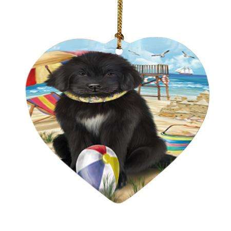 Pet Friendly Beach Newfoundland Dog Heart Christmas Ornament HPOR54167