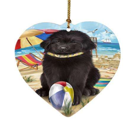 Pet Friendly Beach Newfoundland Dog Heart Christmas Ornament HPOR54170