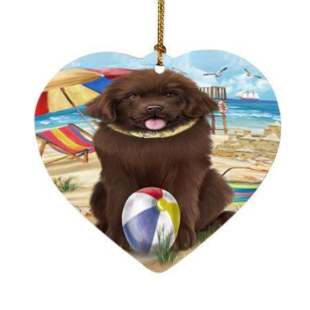 Pet Friendly Beach Newfoundland Dog Heart Christmas Ornament HPOR54172