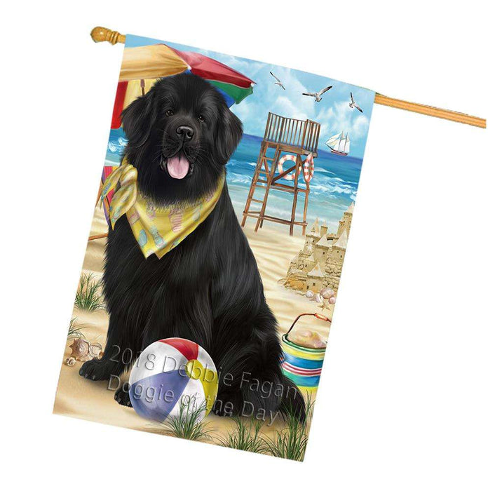 Pet Friendly Beach Newfoundland Dog House Flag FLG54367
