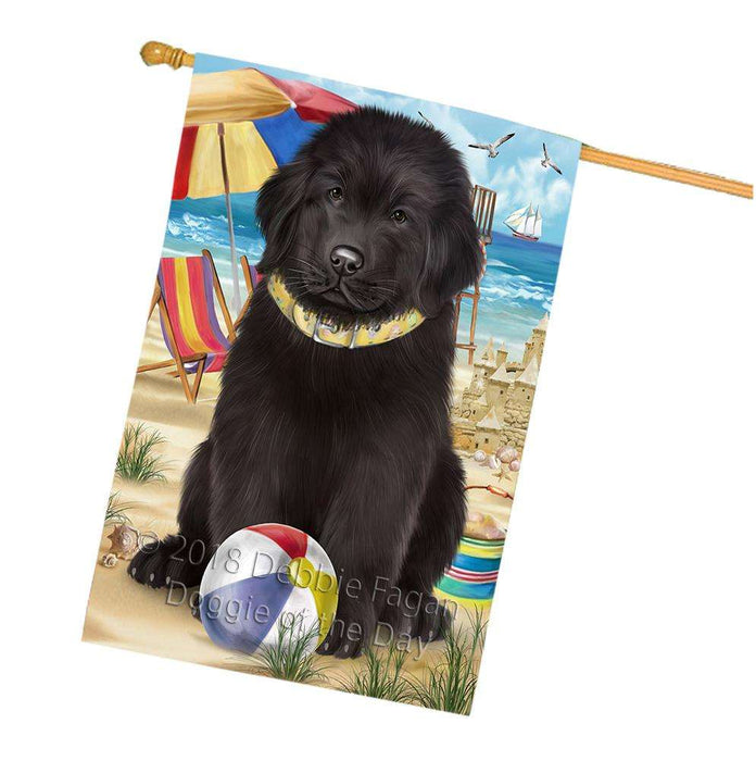 Pet Friendly Beach Newfoundland Dog House Flag FLG54368