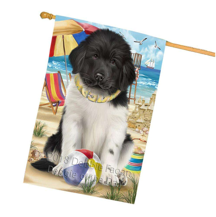 Pet Friendly Beach Newfoundland Dog House Flag FLG54369