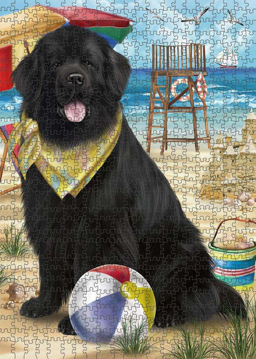 Pet Friendly Beach Newfoundland Dog Puzzle with Photo Tin PUZL83832