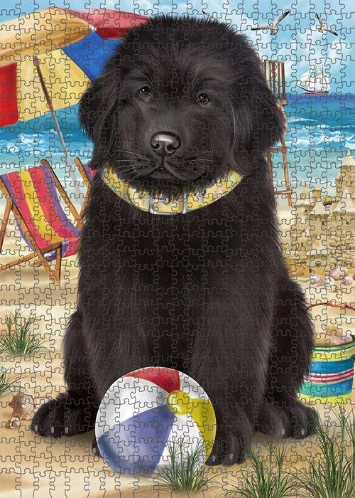 Pet Friendly Beach Newfoundland Dog Puzzle with Photo Tin PUZL83836