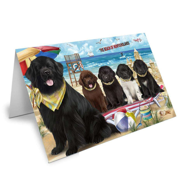 Pet Friendly Beach Newfoundland Dogs Handmade Artwork Assorted Pets Greeting Cards and Note Cards with Envelopes for All Occasions and Holiday Seasons GCD66533