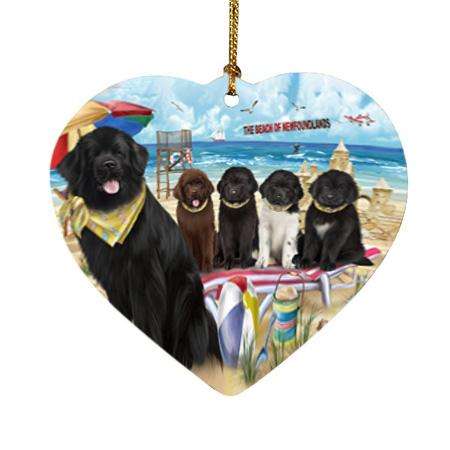 Pet Friendly Beach Newfoundland Dogs Heart Christmas Ornament HPOR54168