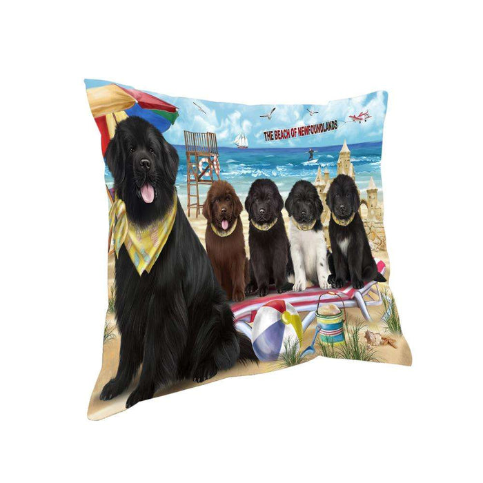 Pet Friendly Beach Newfoundland Dogs Pillow PIL73296
