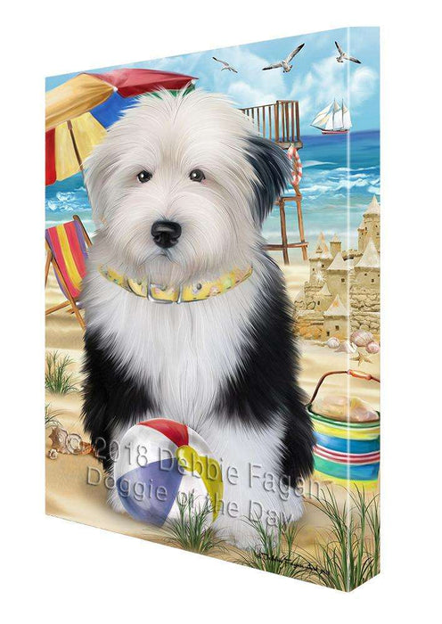 Pet Friendly Beach Old English Sheepdog Canvas Wall Art CVS66283