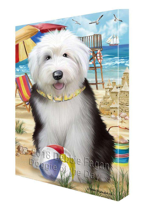 Pet Friendly Beach Old English Sheepdog Canvas Wall Art CVS66301