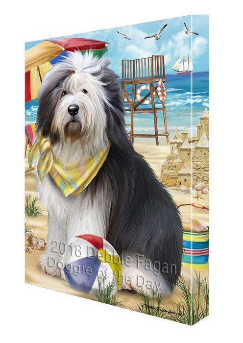 Pet Friendly Beach Old English Sheepdog Canvas Wall Art CVS66319