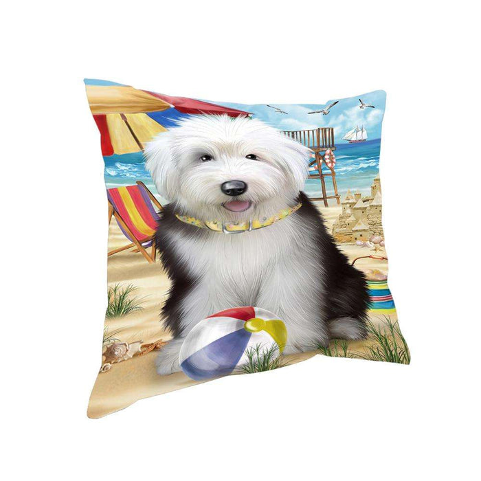 Pet Friendly Beach Old English Sheepdog Pillow PIL56100