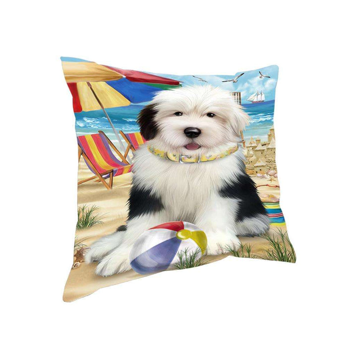 Pet Friendly Beach Old English Sheepdog Pillow PIL56104