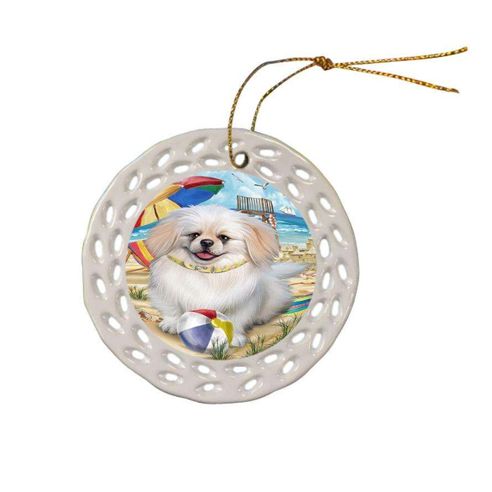 Pet Friendly Beach Pekingese Dog Ceramic Doily Ornament DPOR50065