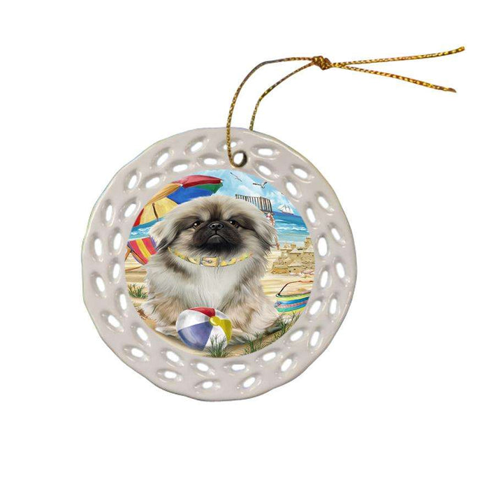 Pet Friendly Beach Pekingese Dog Ceramic Doily Ornament DPOR50066