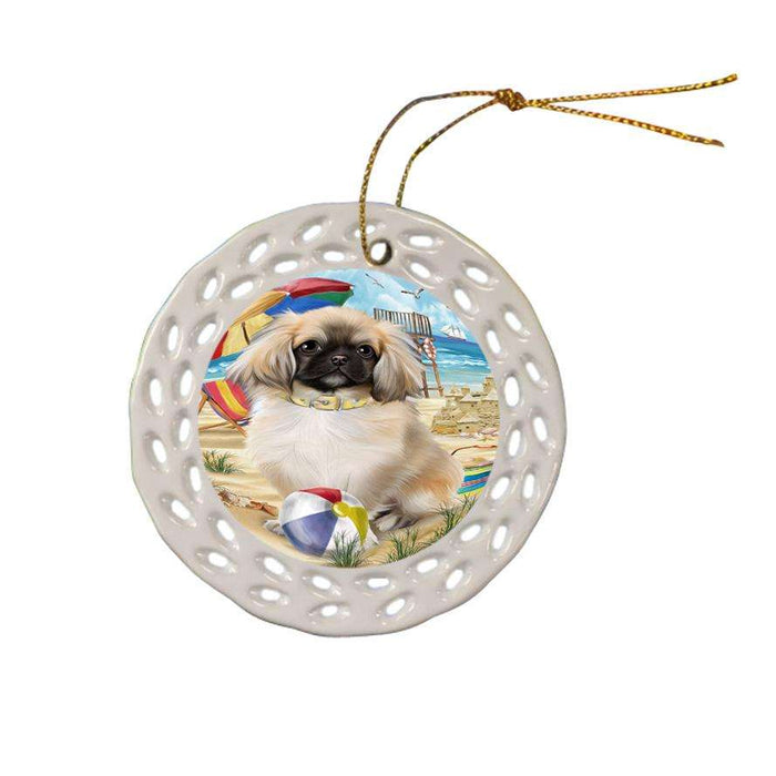 Pet Friendly Beach Pekingese Dog Ceramic Doily Ornament DPOR50067
