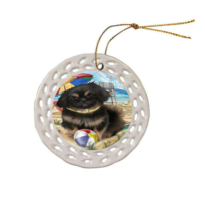 Pet Friendly Beach Pekingese Dog Ceramic Doily Ornament DPOR50068