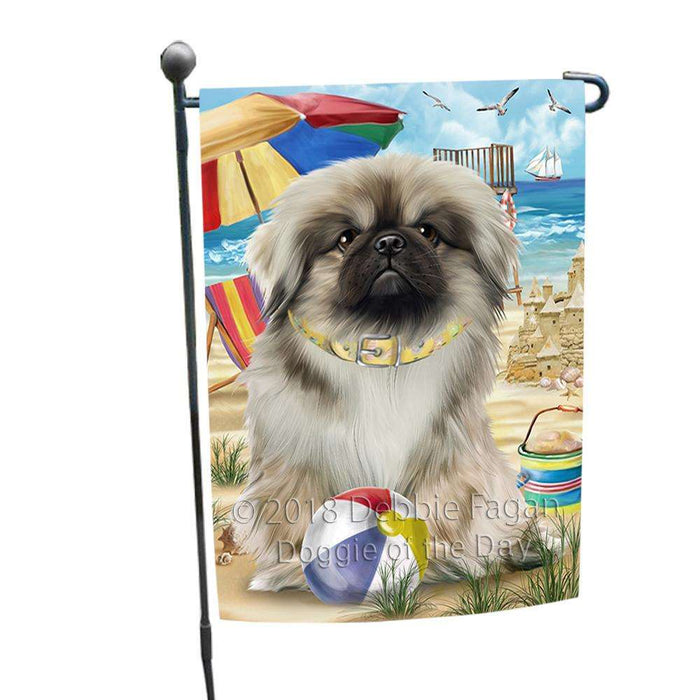Pet Friendly Beach Pekingese Dog Garden Flag GFLG49895