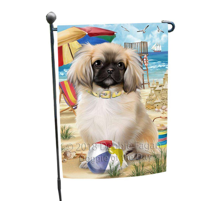 Pet Friendly Beach Pekingese Dog Garden Flag GFLG49896