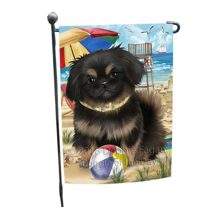Pet Friendly Beach Pekingese Dog Garden Flag GFLG49897
