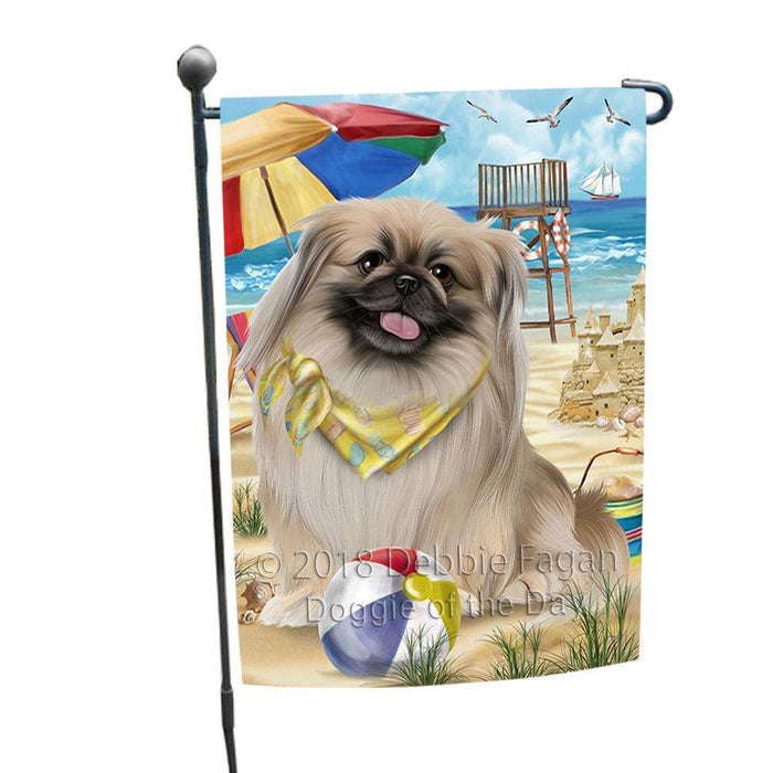 Pet Friendly Beach Pekingese Dog Garden Flag GFLG49898