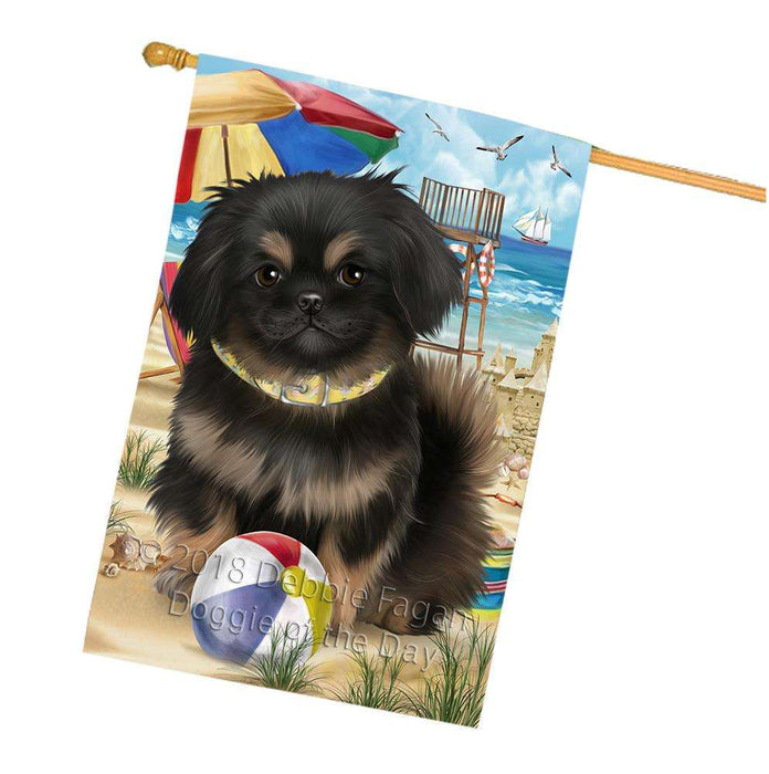 Pet Friendly Beach Pekingese Dog House Flag FLG50033